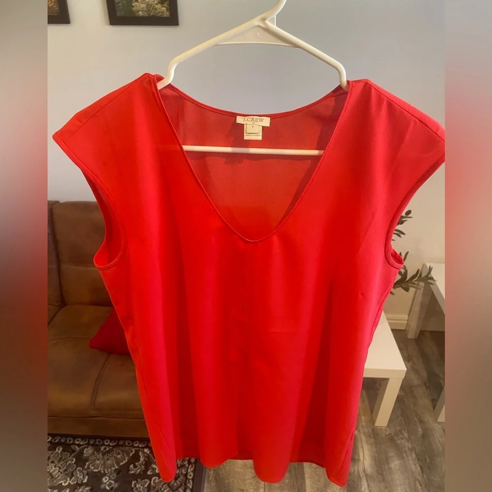 J.Crew Drapey V-Neck Sleeveless Top Orange Size 4/Small